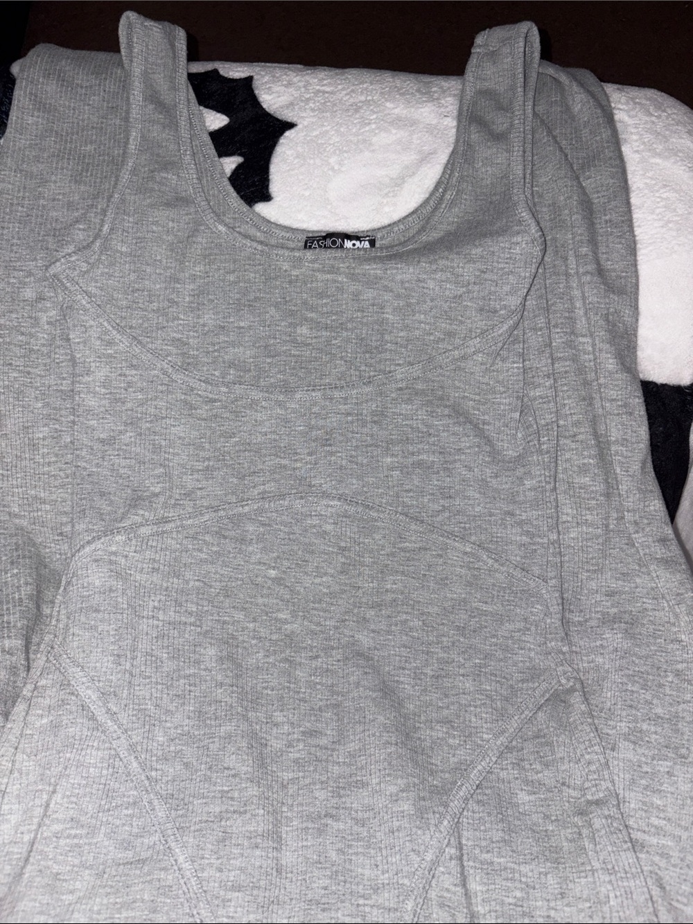 Fashion Nova Light Gray Ribbed Bodysuit